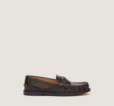 Kali Brown Python-effect Leather Loafer