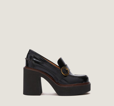 Gabriella Black Leather Platform Loafer