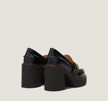 Gabriella Black Leather Platform Loafer