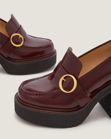 Gabriella Burgundy Leather Platform Loafer - Odissì - 3