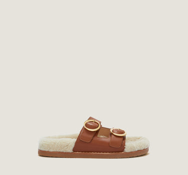 Yuki Tan Leather Flat Sandal