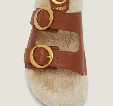 Yuki Tan Leather Flat Sandal