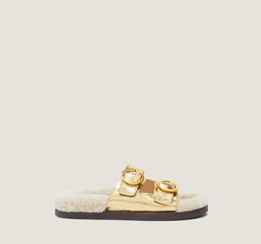 Yuki Gold Leather Flat Sandal