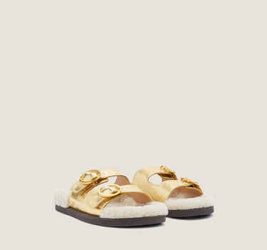 Yuki Gold Leather Flat Sandal