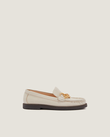 Jane White Grainy Goat Leather Loafer - Odissì