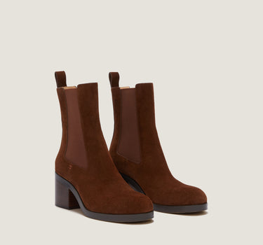 Grace Dark Brown Leather Chelsea Bootie