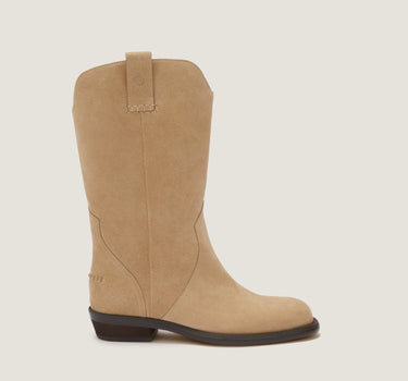 Frances Natural Soft Suede Cowboy Boot