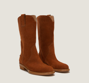 Frances Tan Soft Suede Cowboy Boot