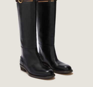 Emilie Black Leather Riding Boot