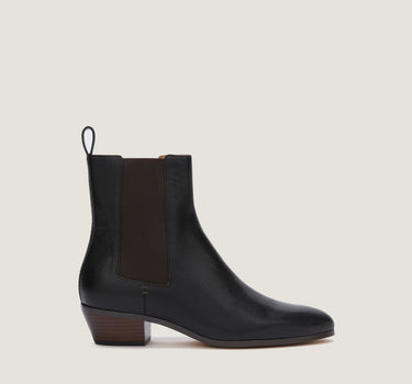 Ella Black Leather Bootie