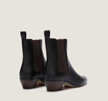 Ella Black Leather Bootie