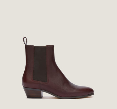 Ella Burgundy Leather Bootie