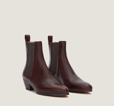 Ella Burgundy Leather Bootie