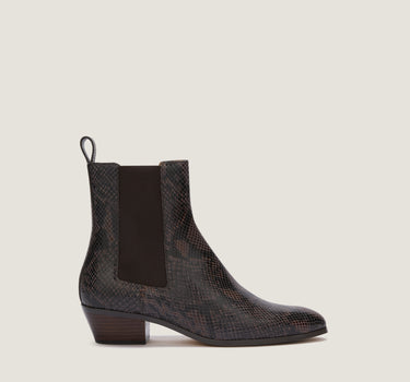 Ella Brown Python-effect Leather Bootie