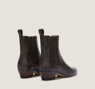 Ella Brown Python-effect Leather Bootie