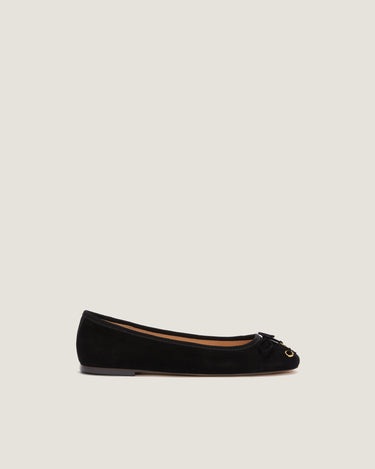 Lou Black Suede Leather Ballerina - Odissì