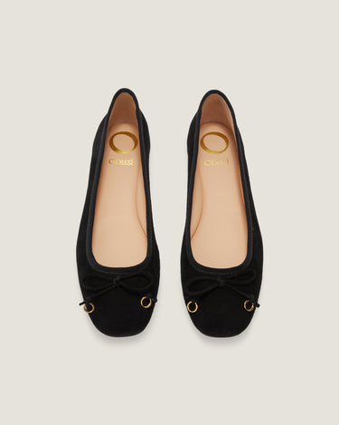 Lou Black Suede Leather Ballerina - Odissì - 4