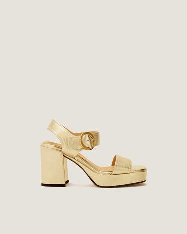 Brianne Gold Leather Platform Sandal - Odissì