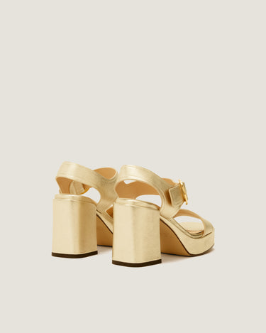 Brianne Gold Leather Platform Sandal - Odissì - 2