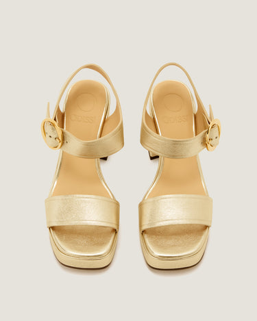 Brianne Gold Leather Platform Sandal - Odissì - 4