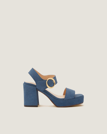 Brianne Jeans Suede Leather Platform Sandal - Odissì