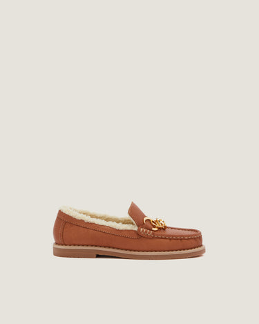 Jane Tan Faux-Fur Grainy Goat Leather Loafer - Odissì