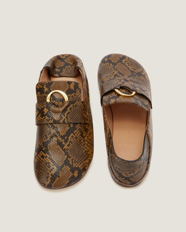 Kali Mustard Python-effect Leather Slipper - Odissì - 3