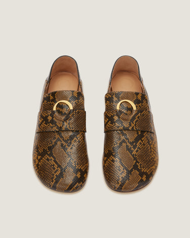 Kali Mustard Python-effect Leather Slipper - Odissì - 4