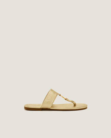 Olivia Gold Leather Thong Sandal - Odissì