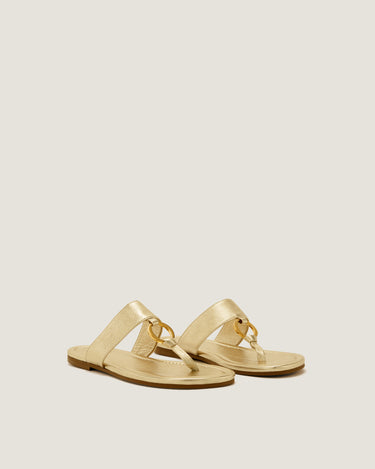 Olivia Gold Leather Thong Sandal - Odissì - 2