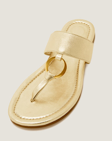 Olivia Gold Leather Thong Sandal - Odissì - 3