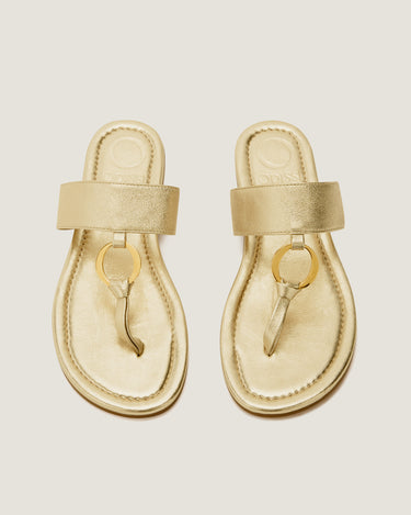 Olivia Gold Leather Thong Sandal - Odissì - 4