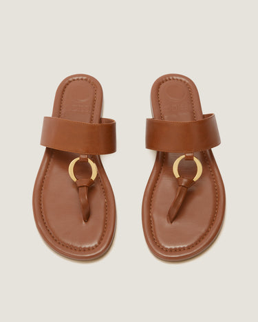 Olivia Tan Leather Thong Sandal - Odissì - 4