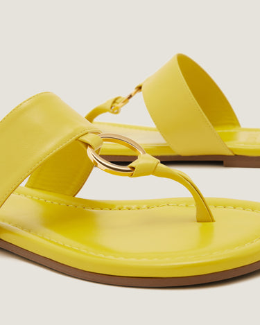 Olivia Yellow Leather Thong Sandal - Odissì - 3