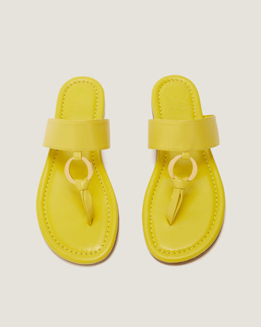 Olivia Yellow Leather Thong Sandal - Odissì - 4