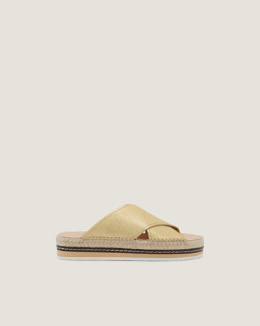 Lily Gold Leather Criss Cross Espadrille - Odissì