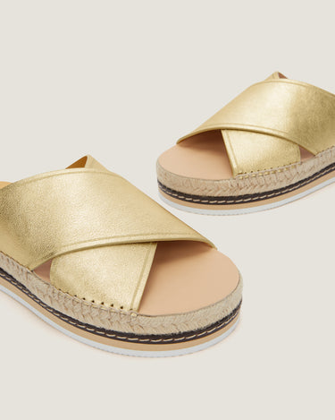 Lily Gold Leather Criss Cross Espadrille - Odissì - 3