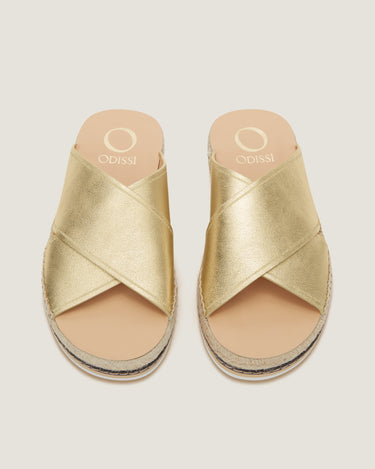 Lily Gold Leather Criss Cross Espadrille - Odissì - 4