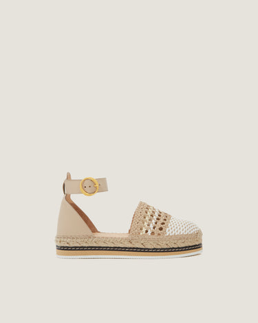 Lily White and Natural Braided Flat Espadrille - Odissì