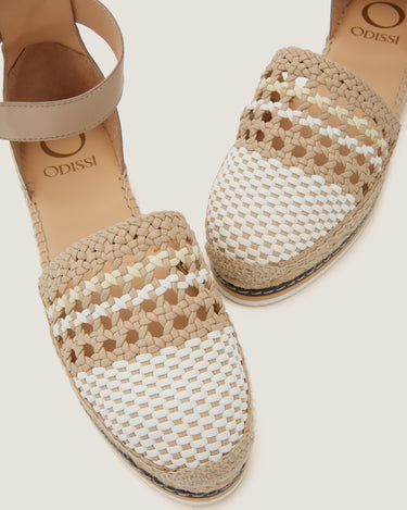 Lily White and Natural Braided Flat Espadrille - Odissì - 3