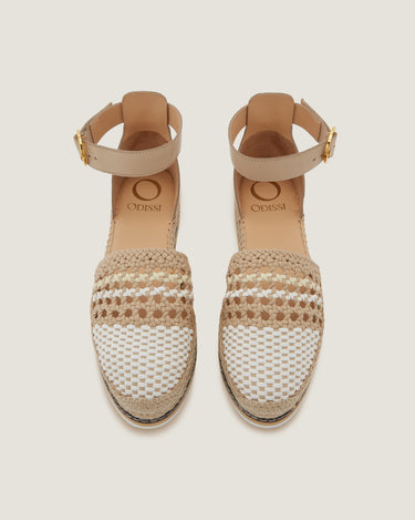 Lily White and Natural Braided Flat Espadrille - Odissì - 4