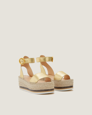 Lily Gold Leather Mid Wedge Espadrille - Odissì - 2