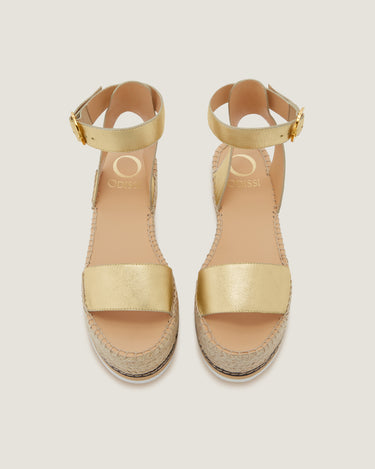 Lily Gold Leather Mid Wedge Espadrille - Odissì - 4