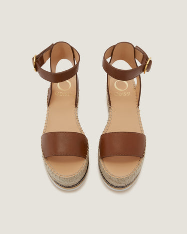 Lily Tan Leather Mid Wedge Espadrille - Odissì - 4