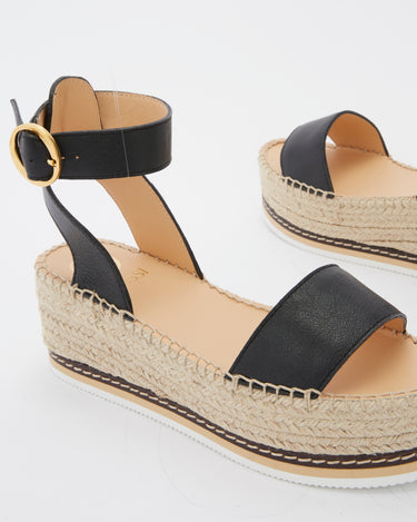 Lily Black Leather Mid Wedge Espadrille - Odissì - 3