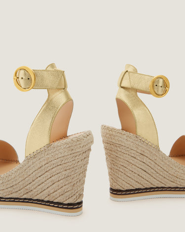 Lily Gold Leather High Wedge Espadrille - Odissì - 3