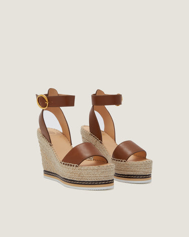 Lily Tan Leather High Wedge Espadrille - Odissì - 2