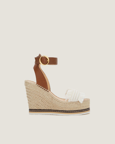 Lily Natural Cotton Fringes High Wedge Espadrille - Odissì