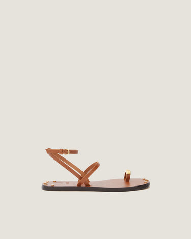 Fara Tan Leather Flat Sandal - Odissì