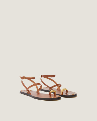 Fara Tan Leather Flat Sandal - Odissì - 2